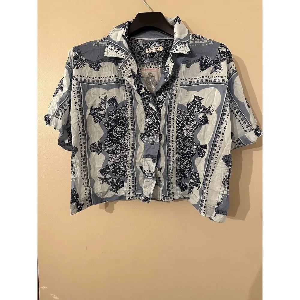 NEW Free People Women's Blue Blouse Size M
